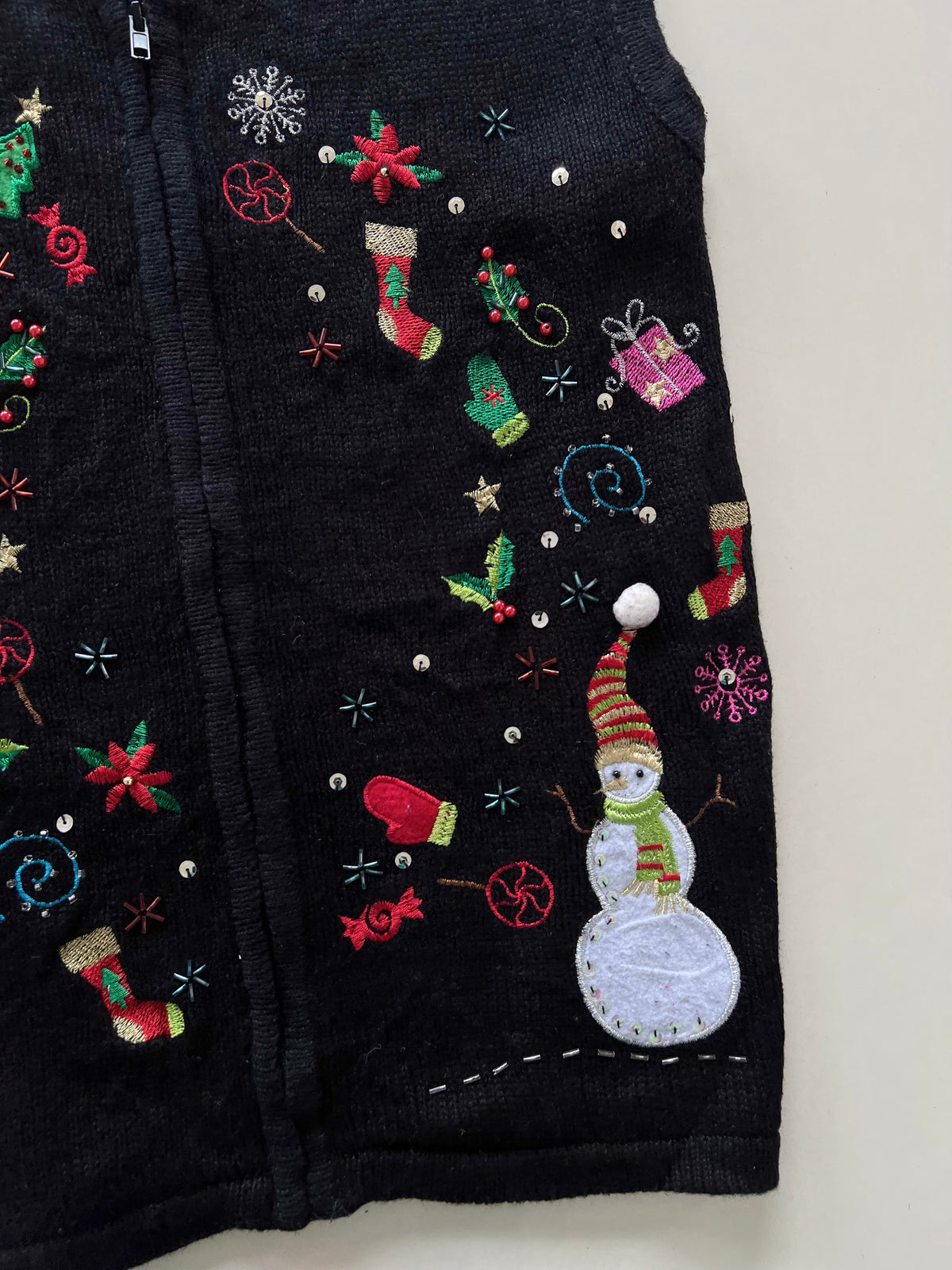 Kim Rogers Christmas Embroidered Vest Sweater-Bust 46