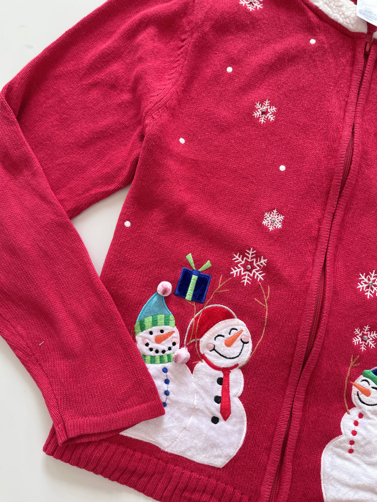 Classic Elements Embroidered Christmas Zipper Sweater-Bust 44