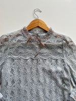 Load image into Gallery viewer, VINTAGE SOFT STONE-BLUE FULLY LINED LACE TOP - BUST 36