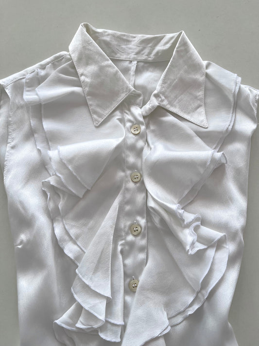 Satin Ruffle Vintage Shirt-Bust 36