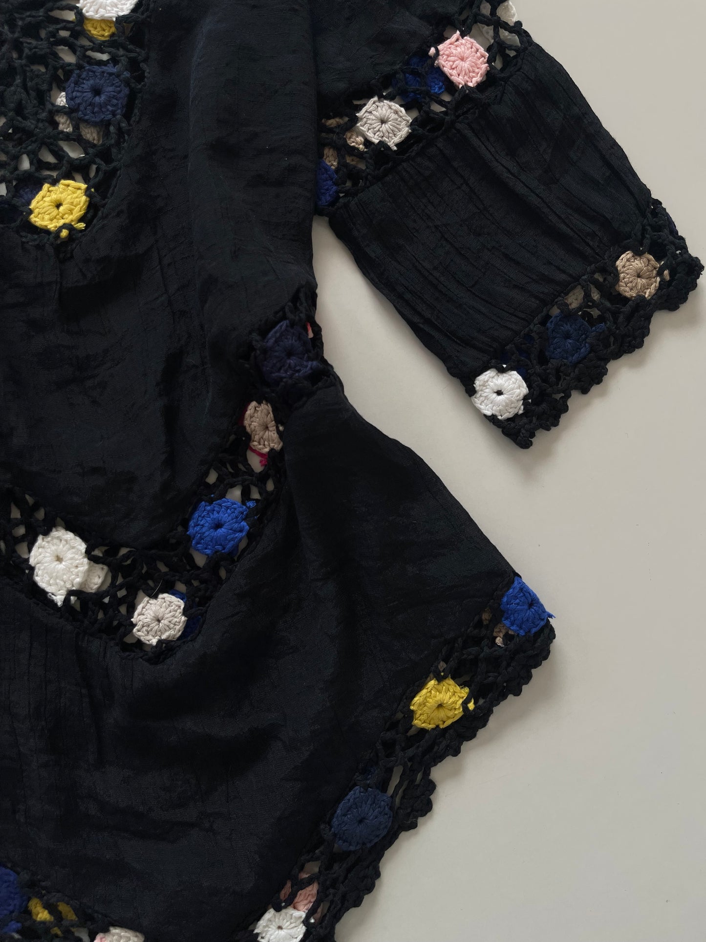 Asymmetric Crochet Black Top-Bust 44