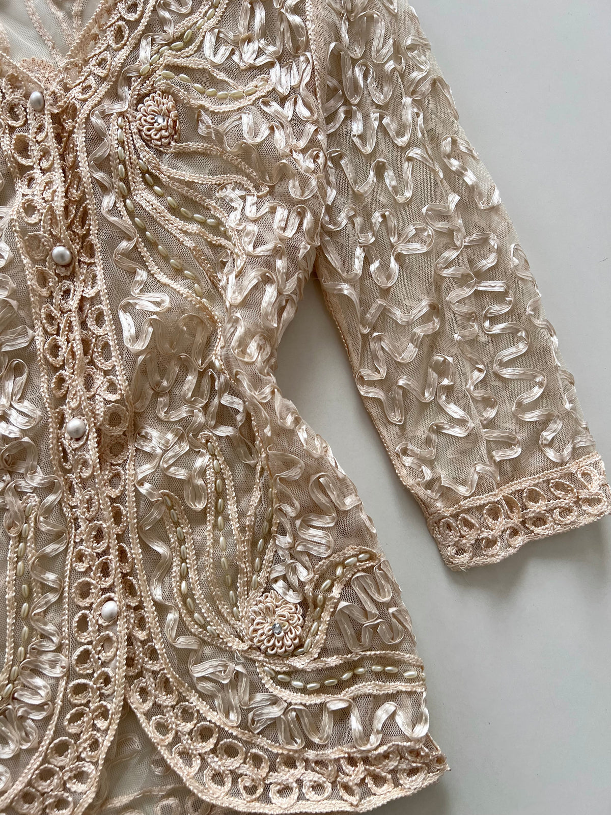 Vintage Sheer Embroidered Top-Bust 42