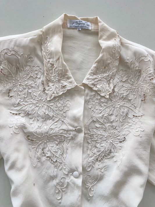 Pure Silk Embroidered Shirt-Bust 40