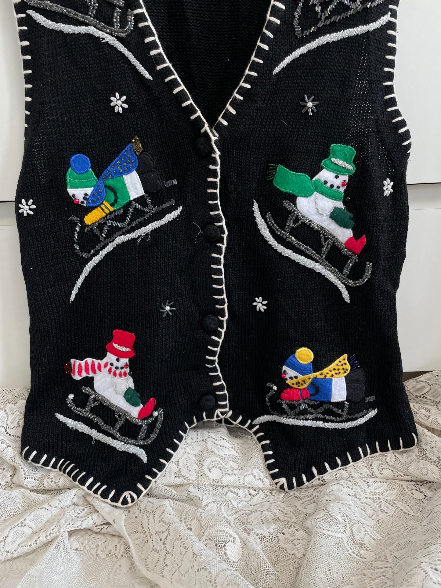 Vintage Christmas Sweater Vest-Bust 38