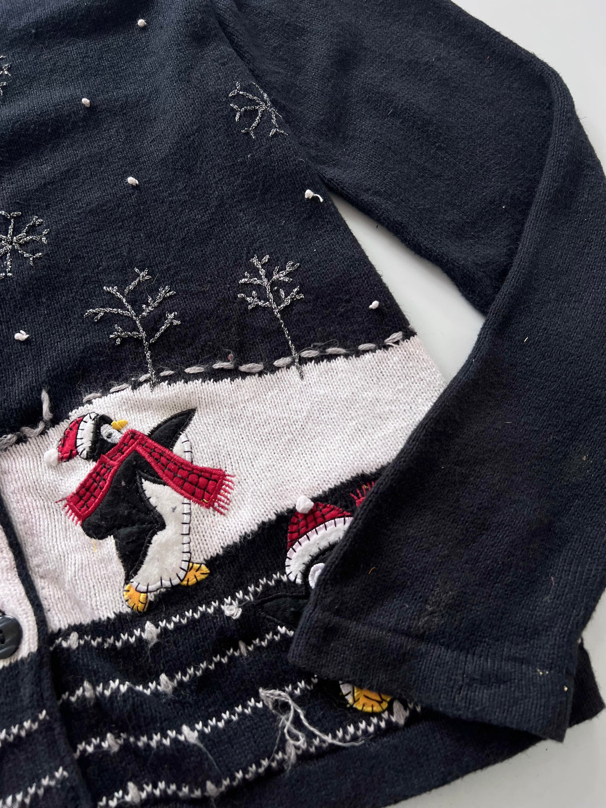 White Stag Embroidered Christmas Cardigan Sweater-Bust 44