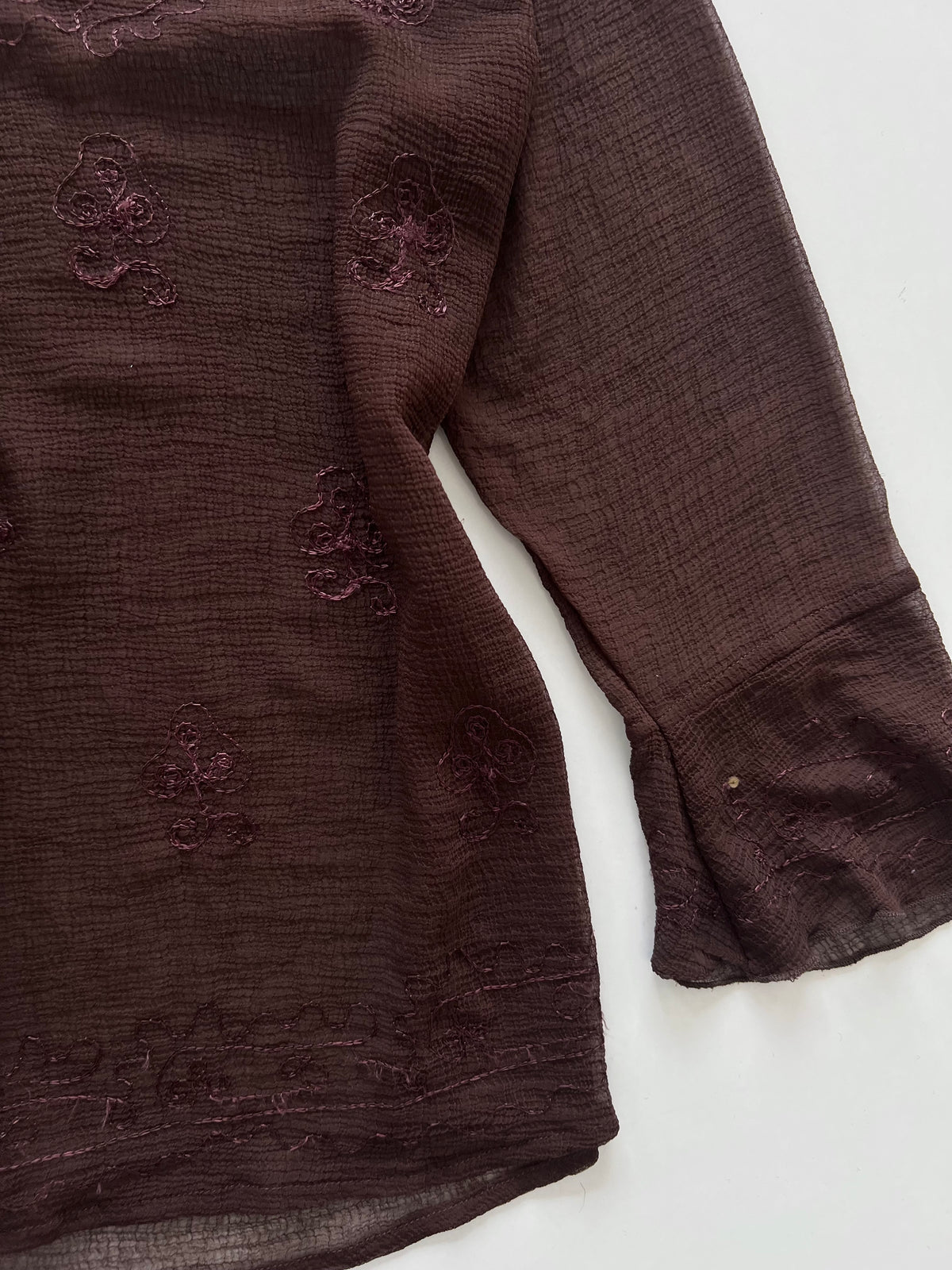 Vintage Embroidered Sheer Top-Bust 42
