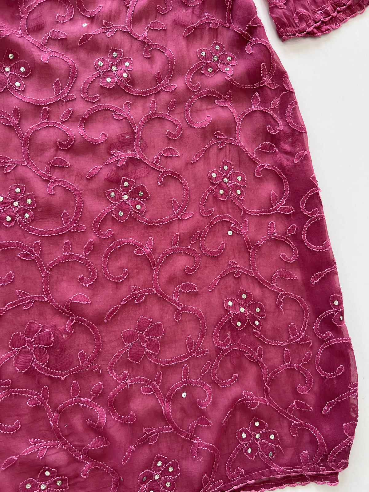 Sheer Embroidered Kurta-Bust 42