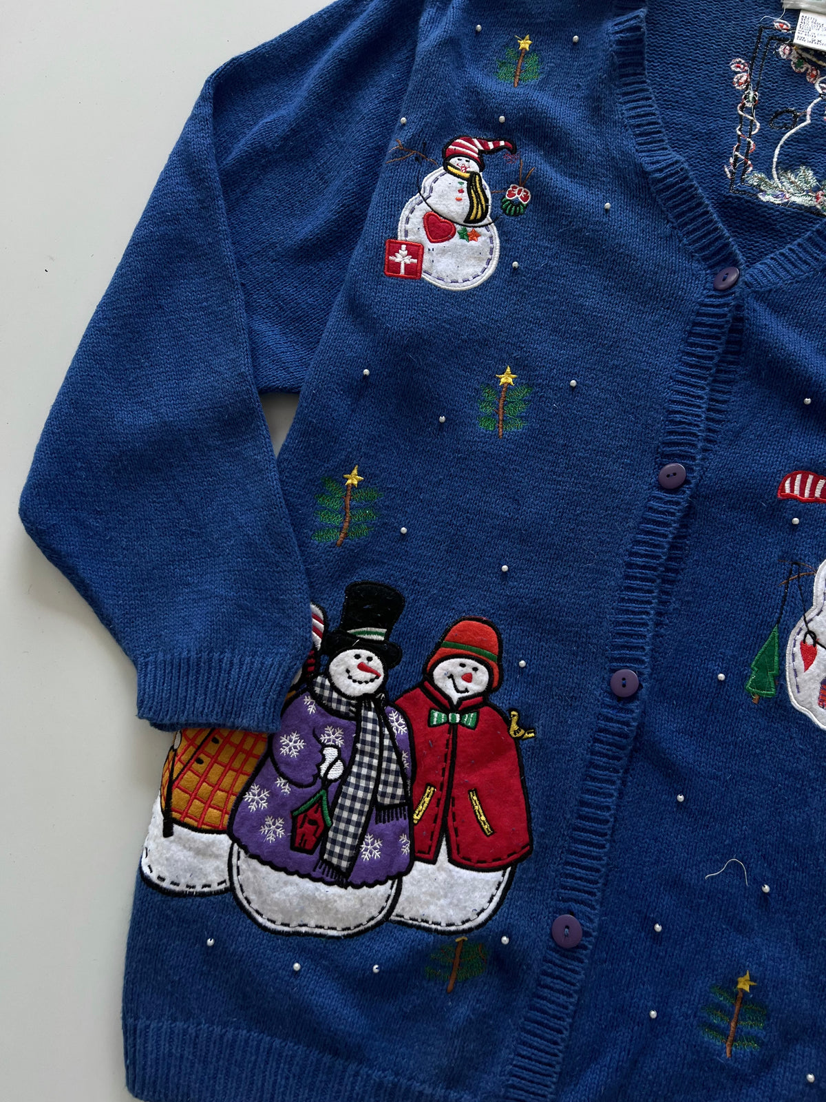 The Quacker Factory Embroidered Christmas Cardigan Sweater-Bust 52