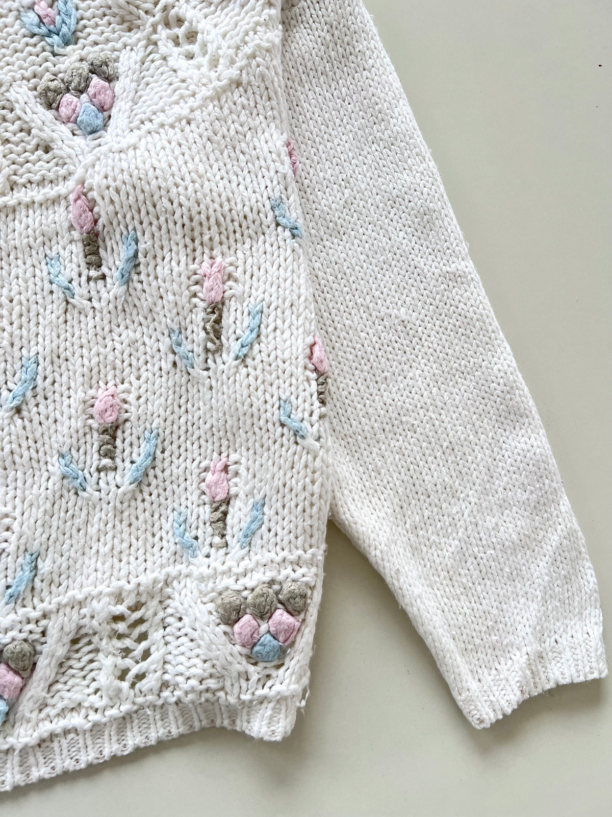 Knitted By Hand Vintage Embroidered Sweater-Bust 46