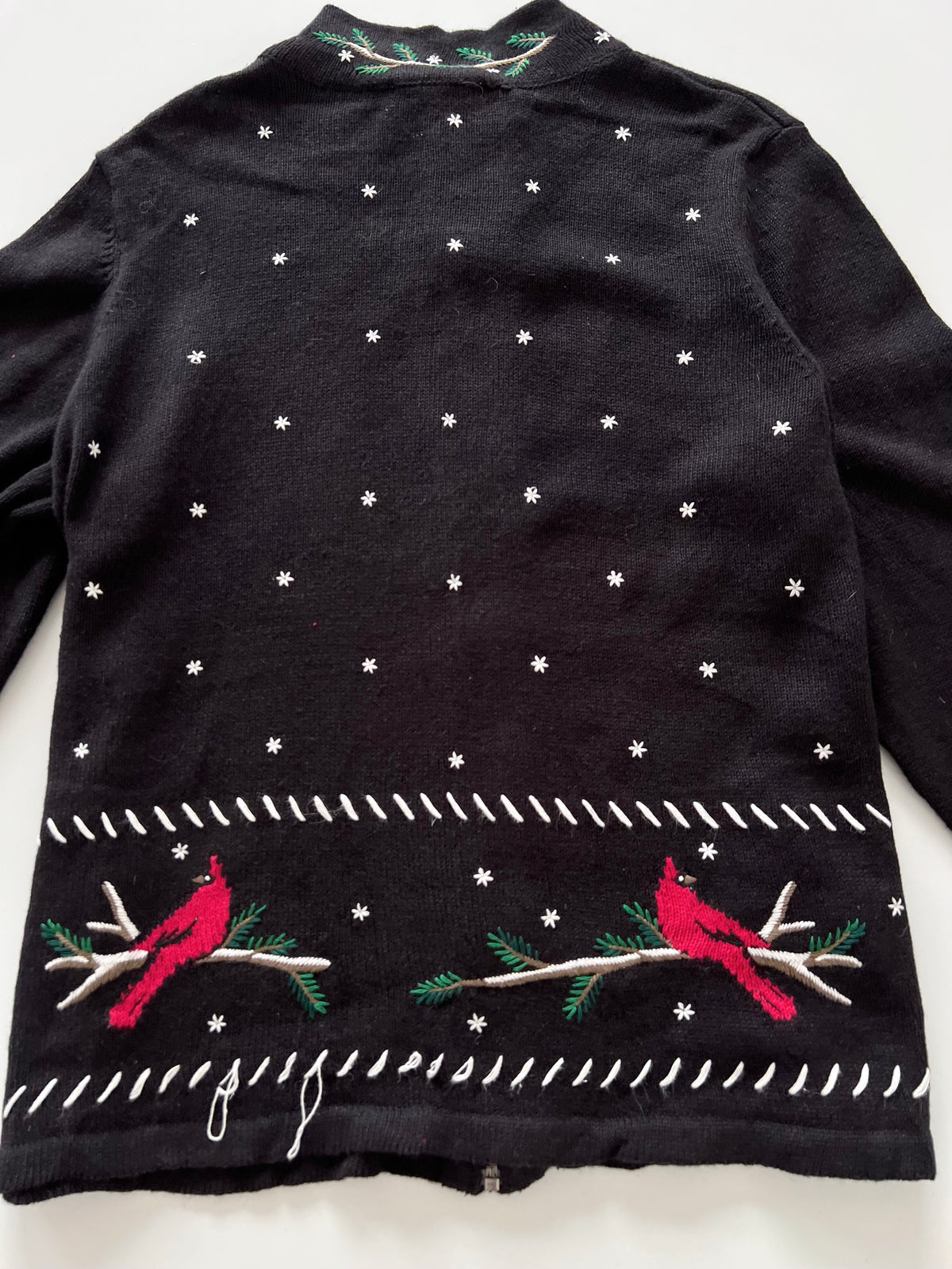 Christopher&Banks Embroidered Christmas Zip Up Sweater-Bust 46