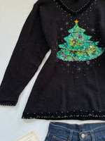 Load image into Gallery viewer, The Quacker Factory Embroidered Christmas Sweater-Bust 48
