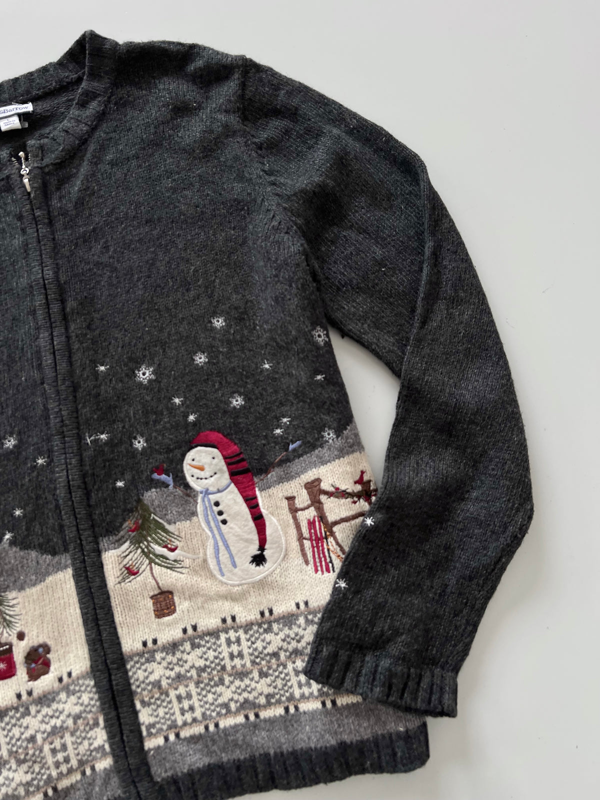 Croft&Barrow Embroidered Christmas Zipper Sweater-Bust 46