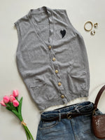 Load image into Gallery viewer, Grey Heart Soft Sweater Vest - Bust 38 to 40