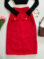 Load image into Gallery viewer, Shimmer Red Long Tweed Skirt-Waist 24