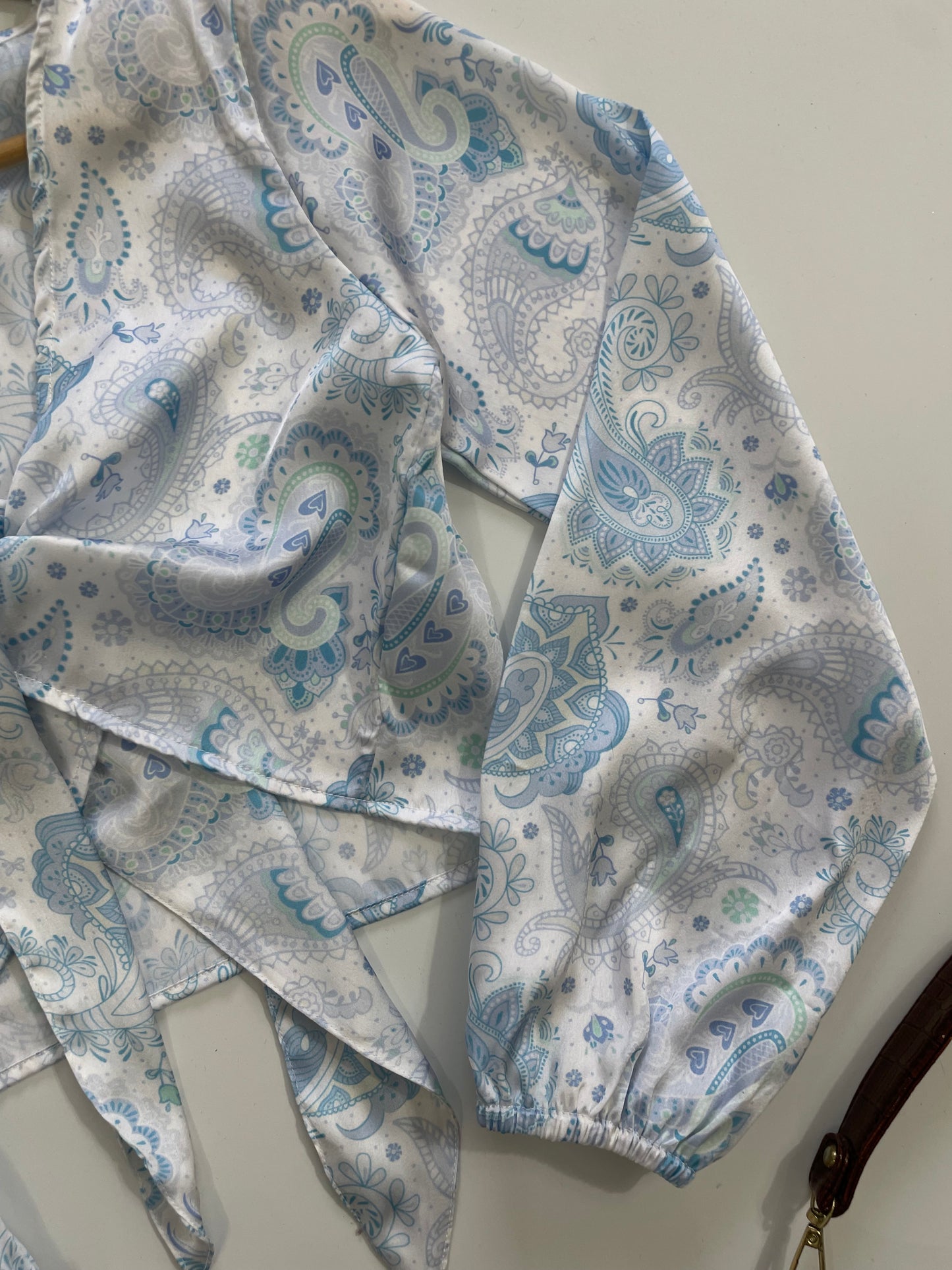 Satin Paisley Front Knot Top