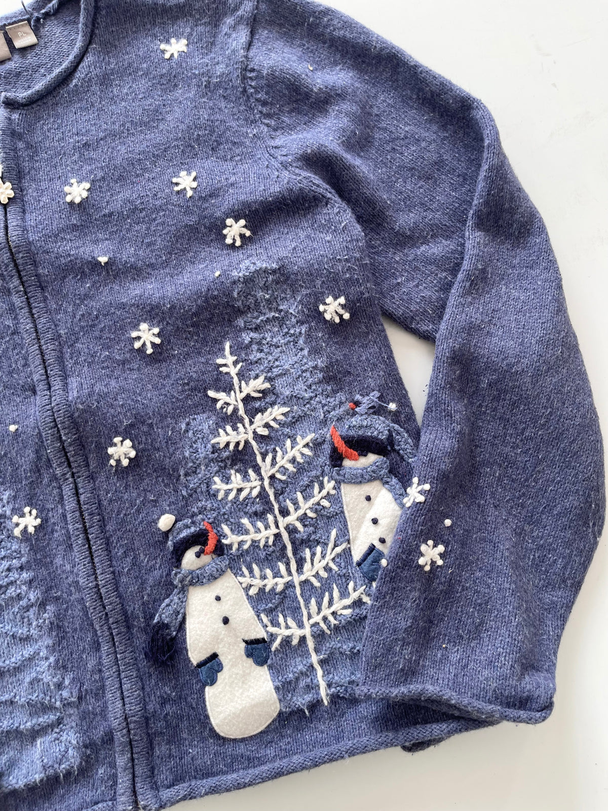 Croft&Barrow Christmas Embroidered Zipper Sweater-Bust 44