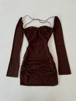 Load image into Gallery viewer, Ruched Brown Dress-Bust 30