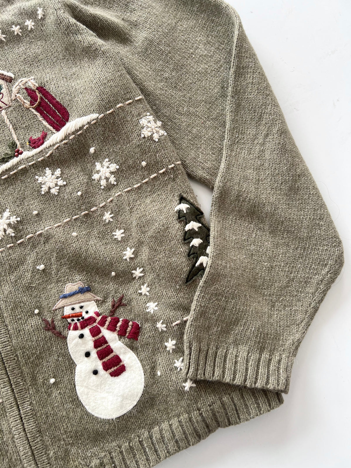 Croft&Barrow Embroidered Christmas Zipper Sweater-Bust 50