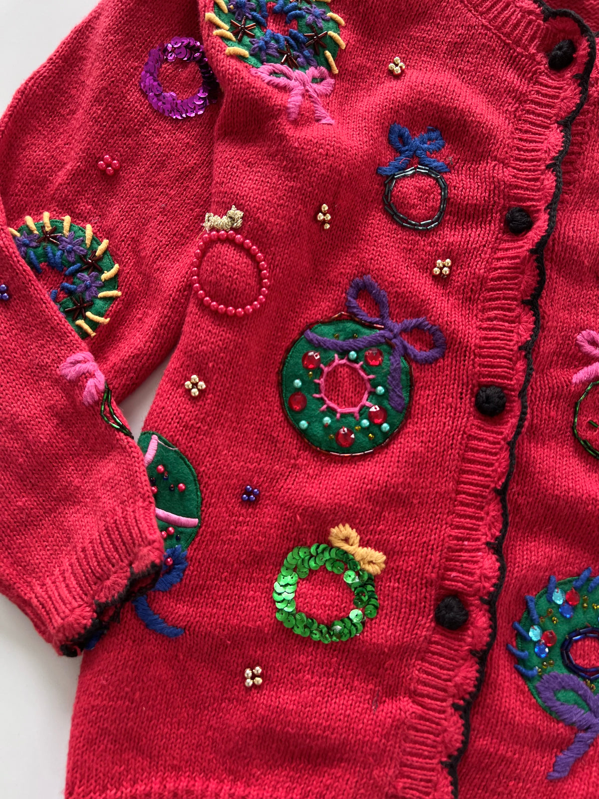 Gladys Bagley Embroidered Christmas Cardigan Sweater-Bust 40