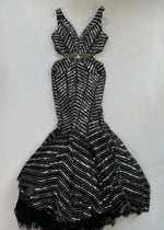 Load image into Gallery viewer, RARE Heavily Embroidered Mermaid Cut Dress-Bust 32