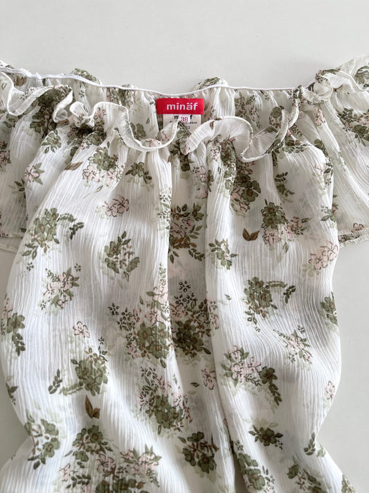 Minaf Floral Sheer Vintage Top-Bust 36