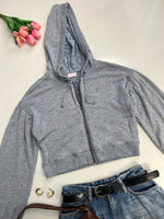 Load image into Gallery viewer, Ash Blue Soft Hooded Zipper - Bust 34 to 38