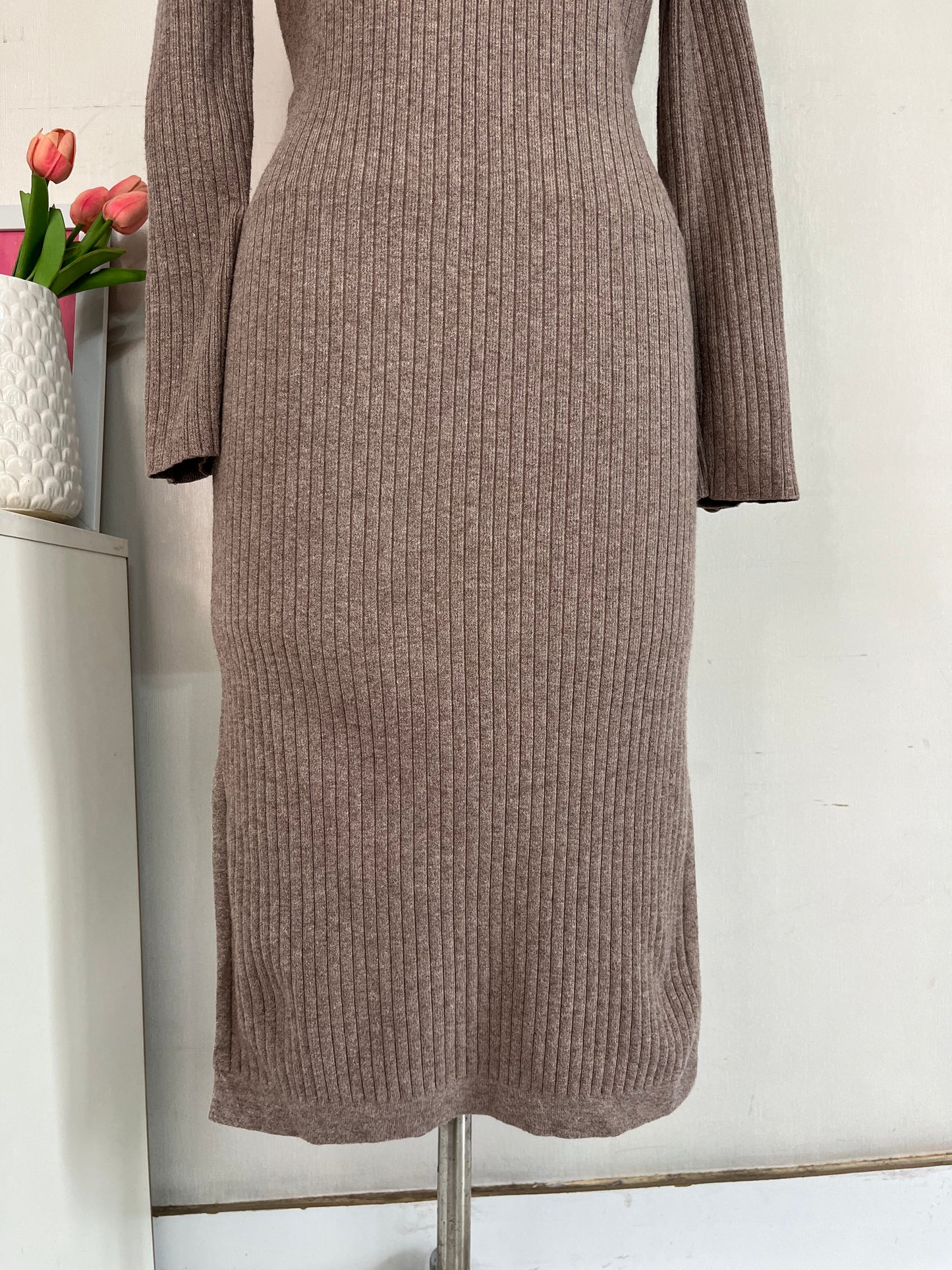 SLIDE SLITS RIBBED WINTER DRESS - BUST 34 TO 38