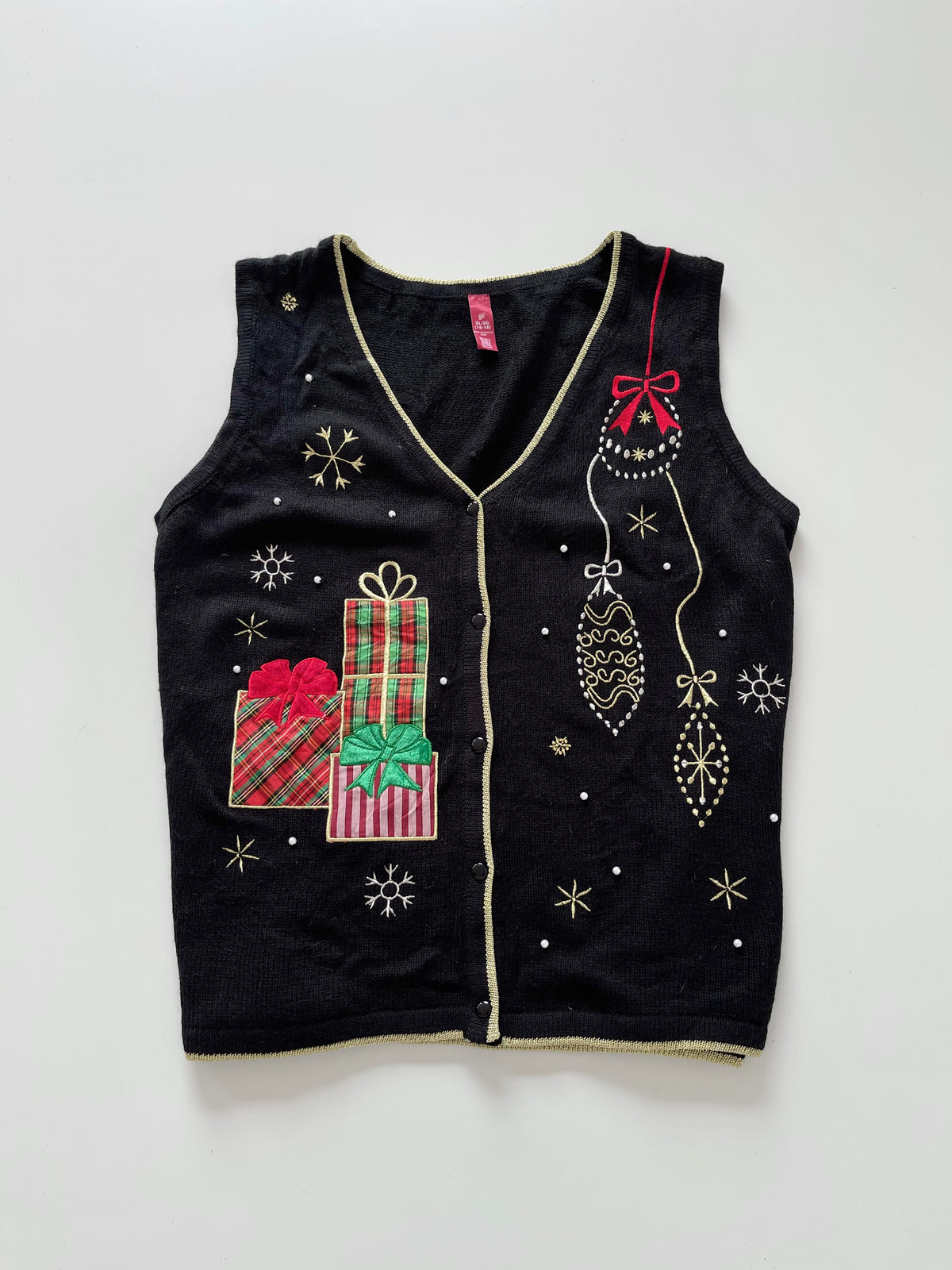 Embroidered Christmas Vest Sweater-Bust 46