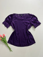 Load image into Gallery viewer, BANANA REPUBLIC SATIN LACE TOP - BUST 38
