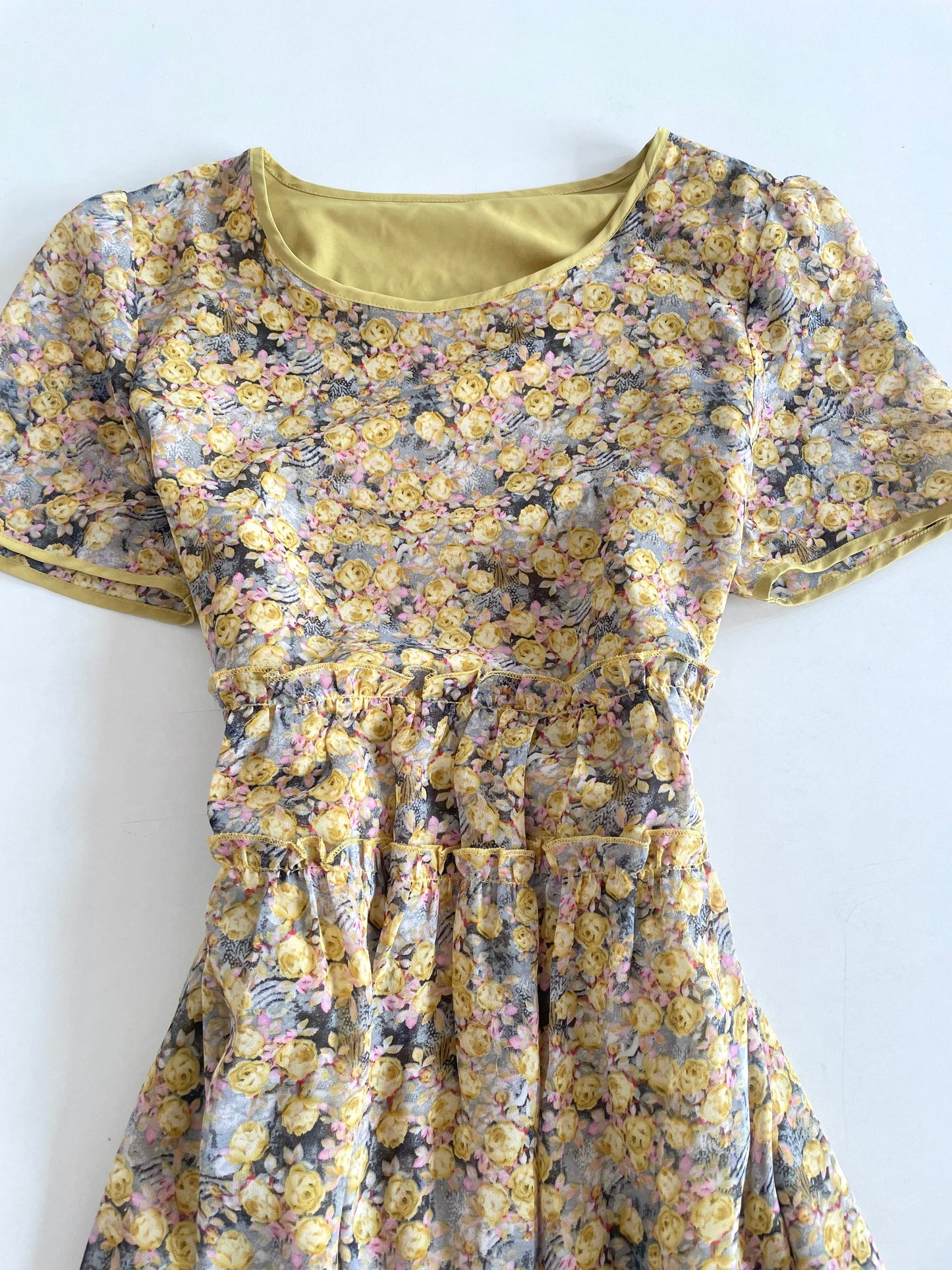 Mustard Vintage Dress-Bust 40
