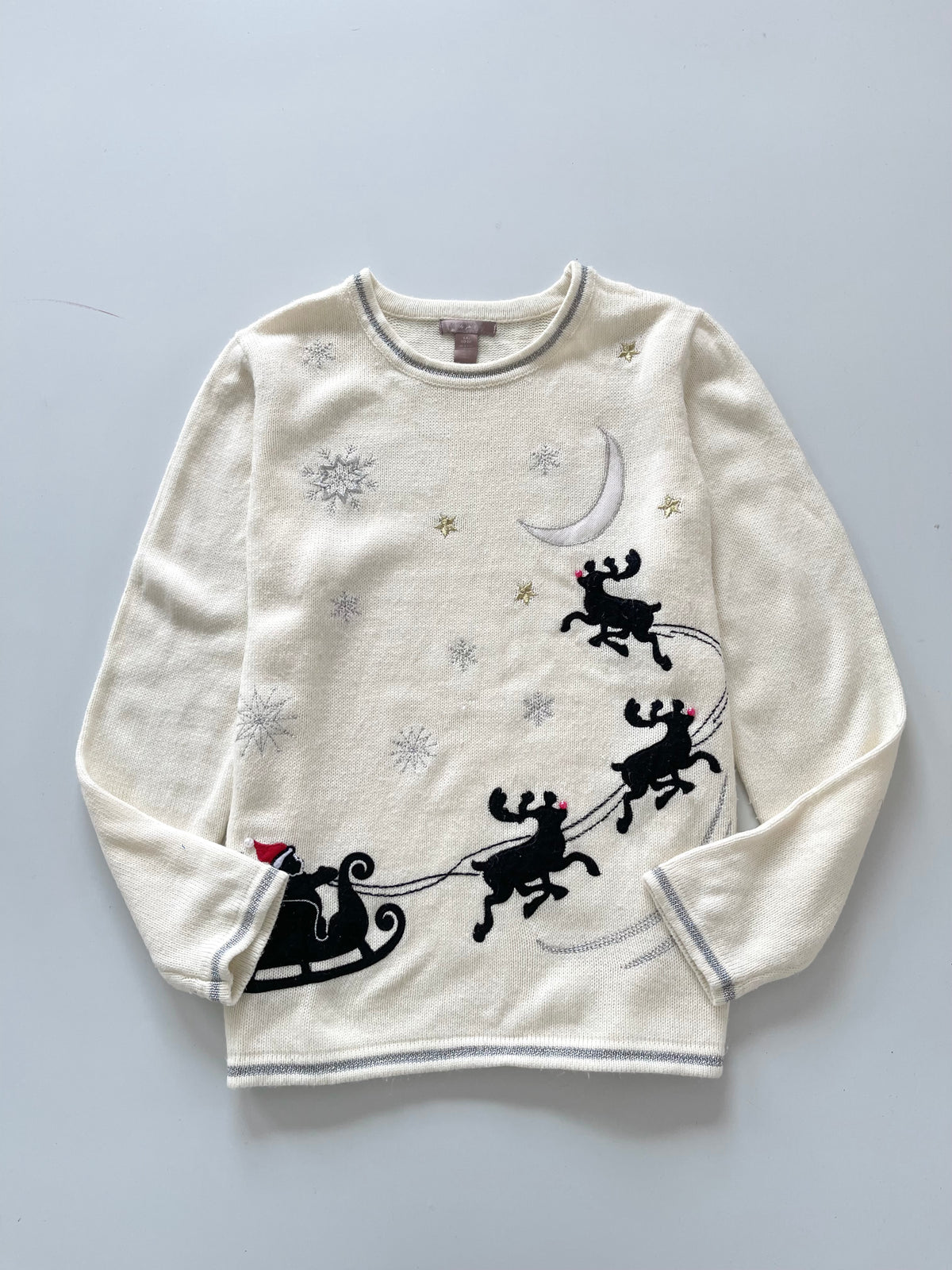 White Stag Embroidered Christmas Sweater-Bust 42