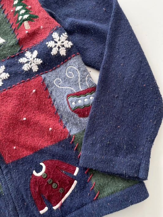 Croft&Barrow Christmas Embroidered Zipper Sweater-Bust 44