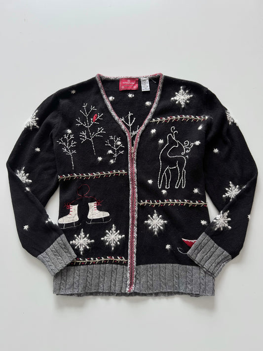 HolidayLodge Christmas Embroidered Sweater Zipper-Bust 50
