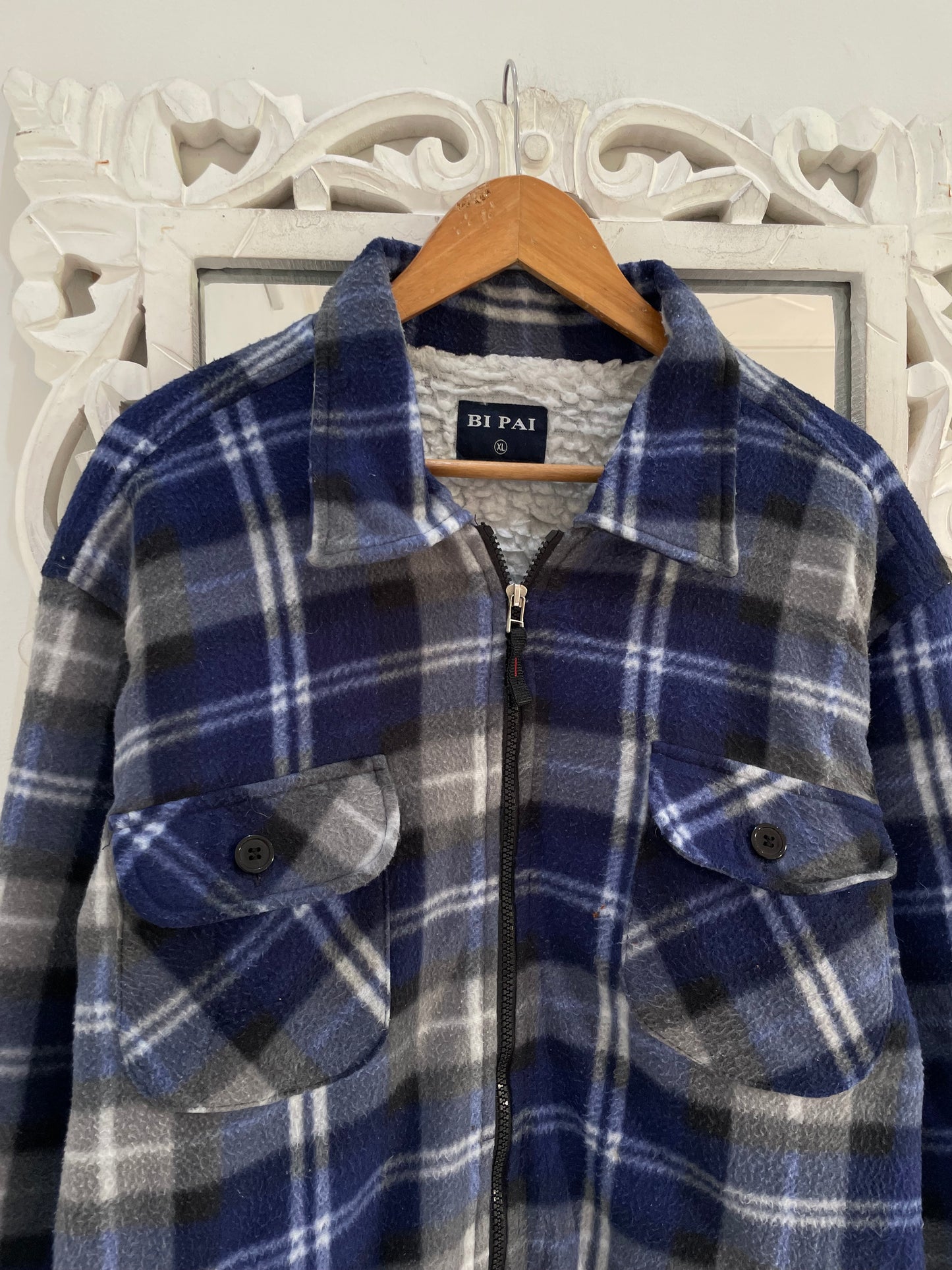 Thick Warm Sherpa Shacket-Chest 48
