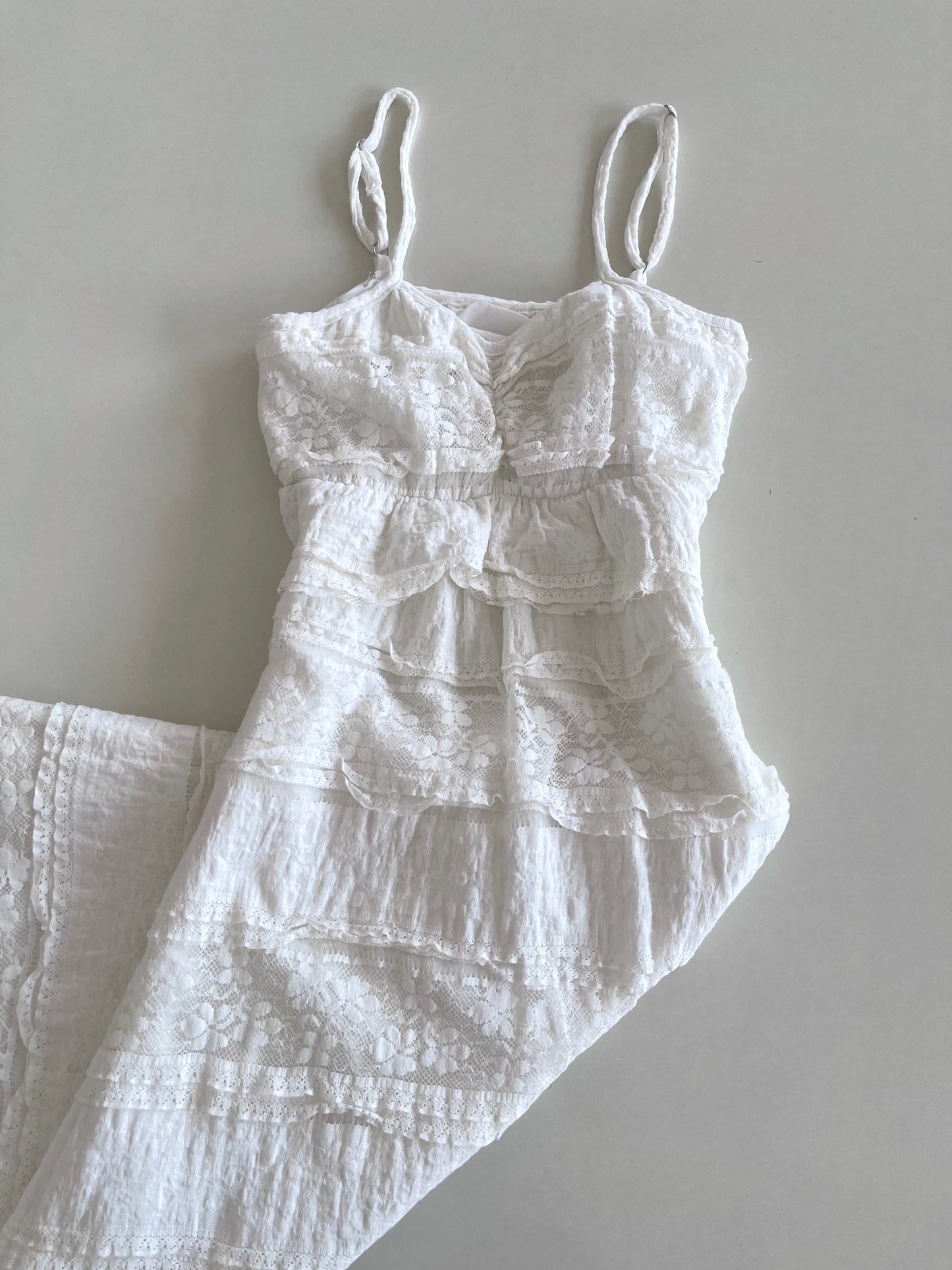 Pearl White Ruffle Dress-Bust 34 to 36