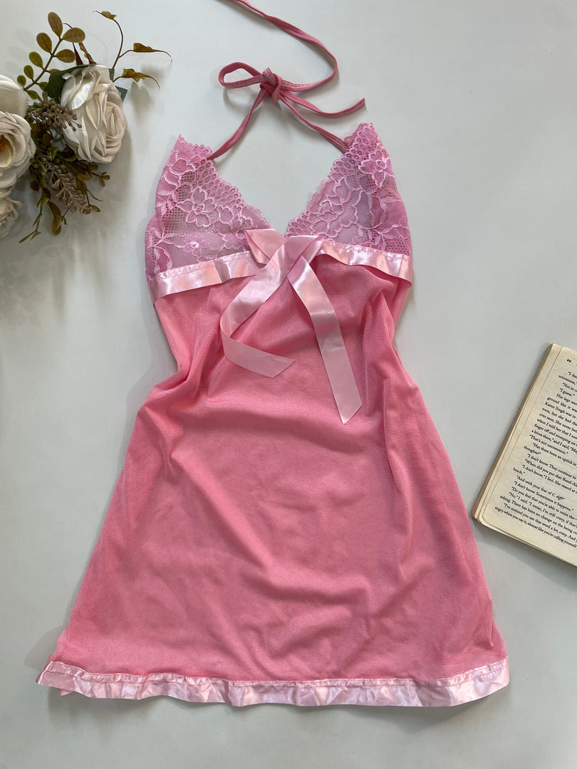 Lingerie Halter Neck Lace Sheer Dress -Bust 28 to 30