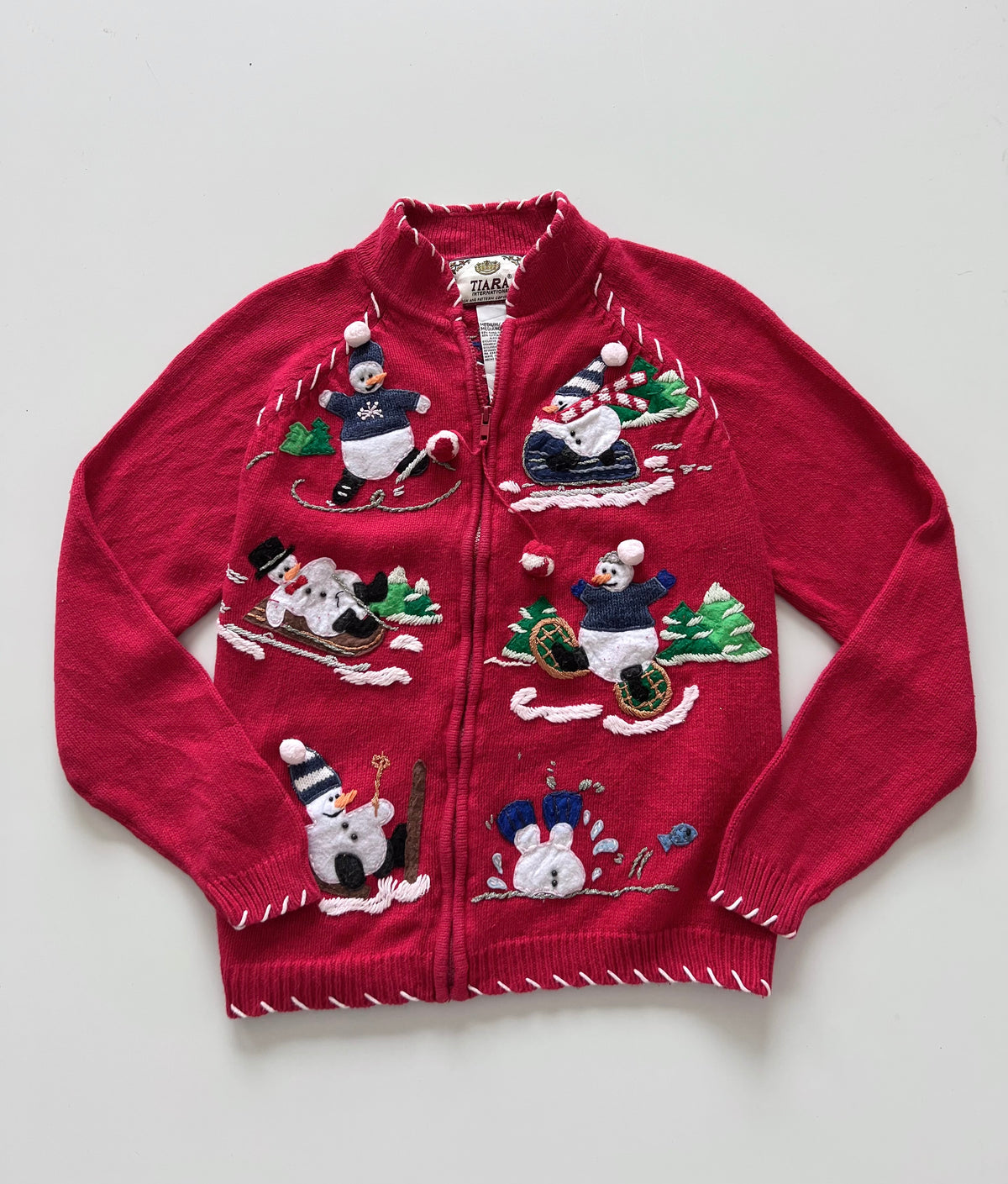 Tiara Christmas Embroidered Sweater Zipper-Bust 44