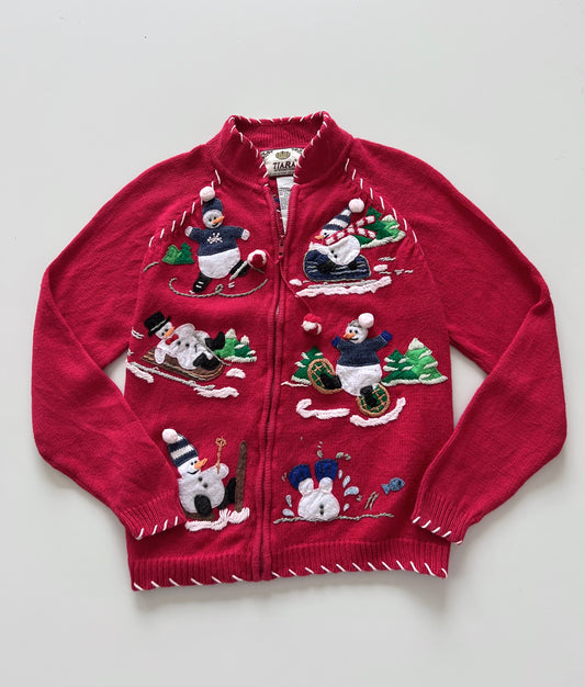Tiara Christmas Embroidered Sweater Zipper-Bust 44