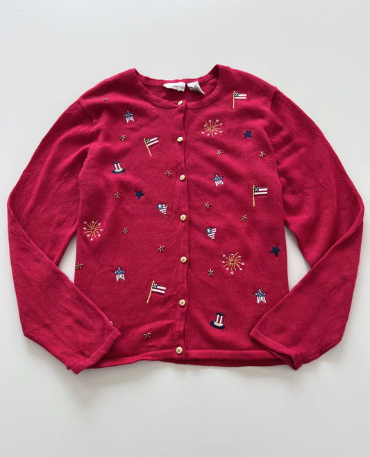 Croft&Barrow Embroidered Christmas Cardigan Sweater-Bust 46