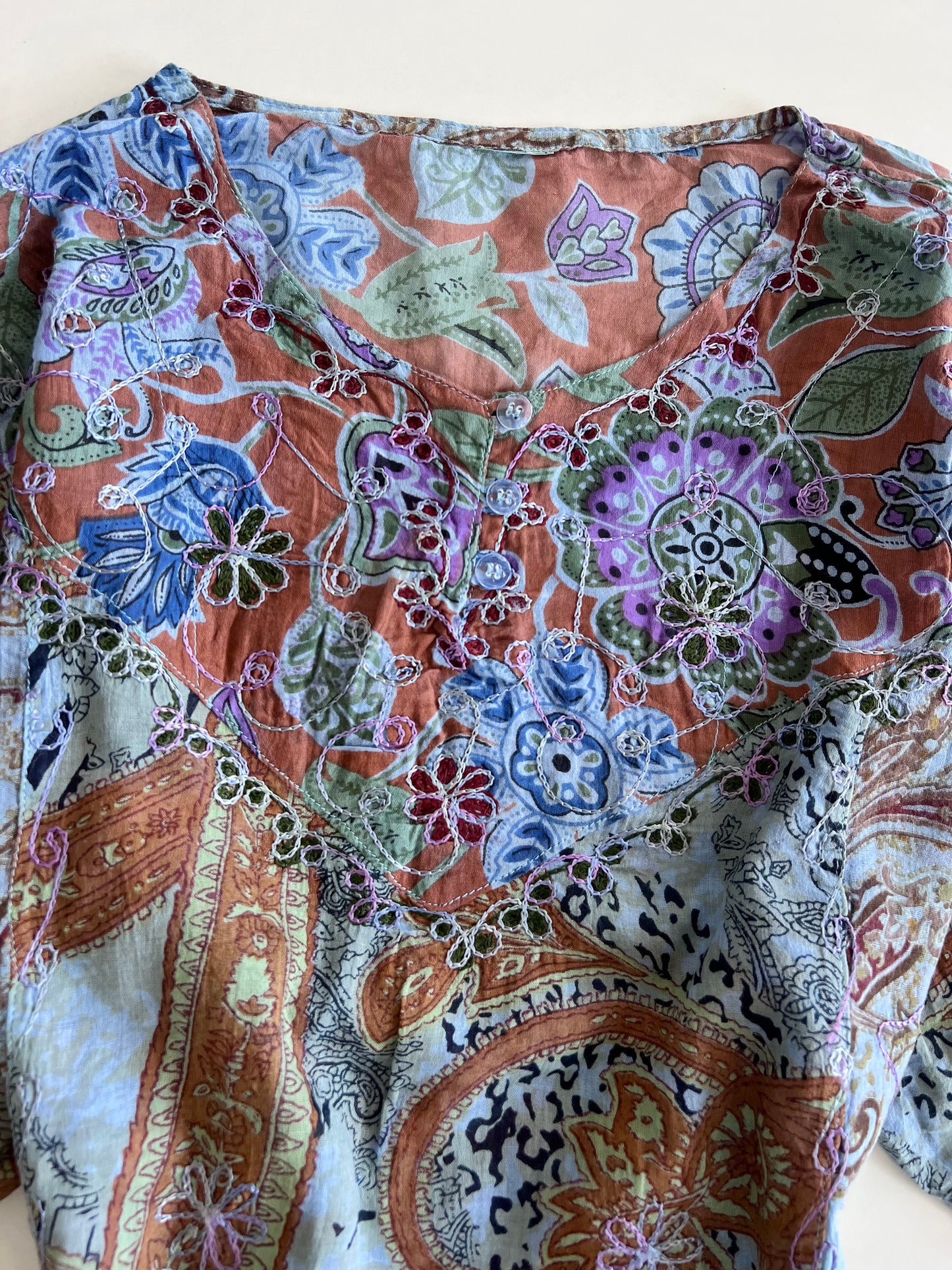 Embroidered Cotton Top-Bust 48