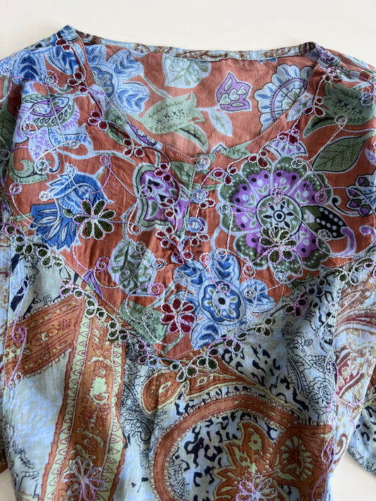Embroidered Cotton Top-Bust 48