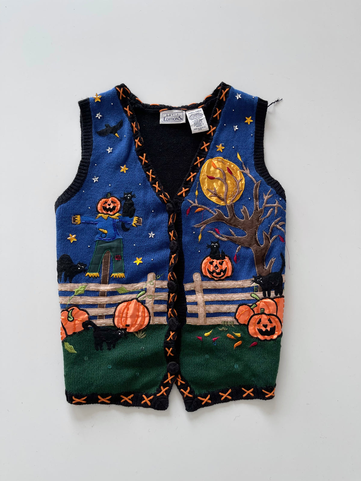 Basic Editions Embroidered Christmas Vest Sweater-Bust 42