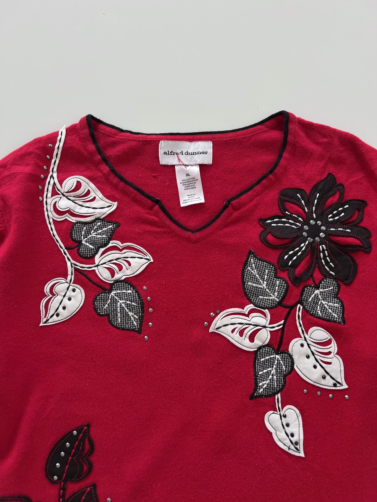 Alfred  Dunner Embroidered Sweater-Bust 46