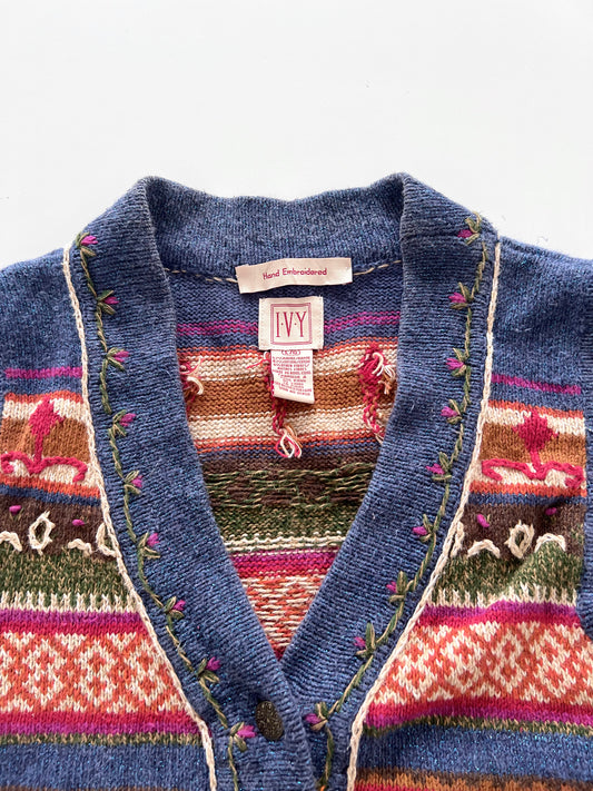 LVY Embroidered Vest Sweater-Bust 42