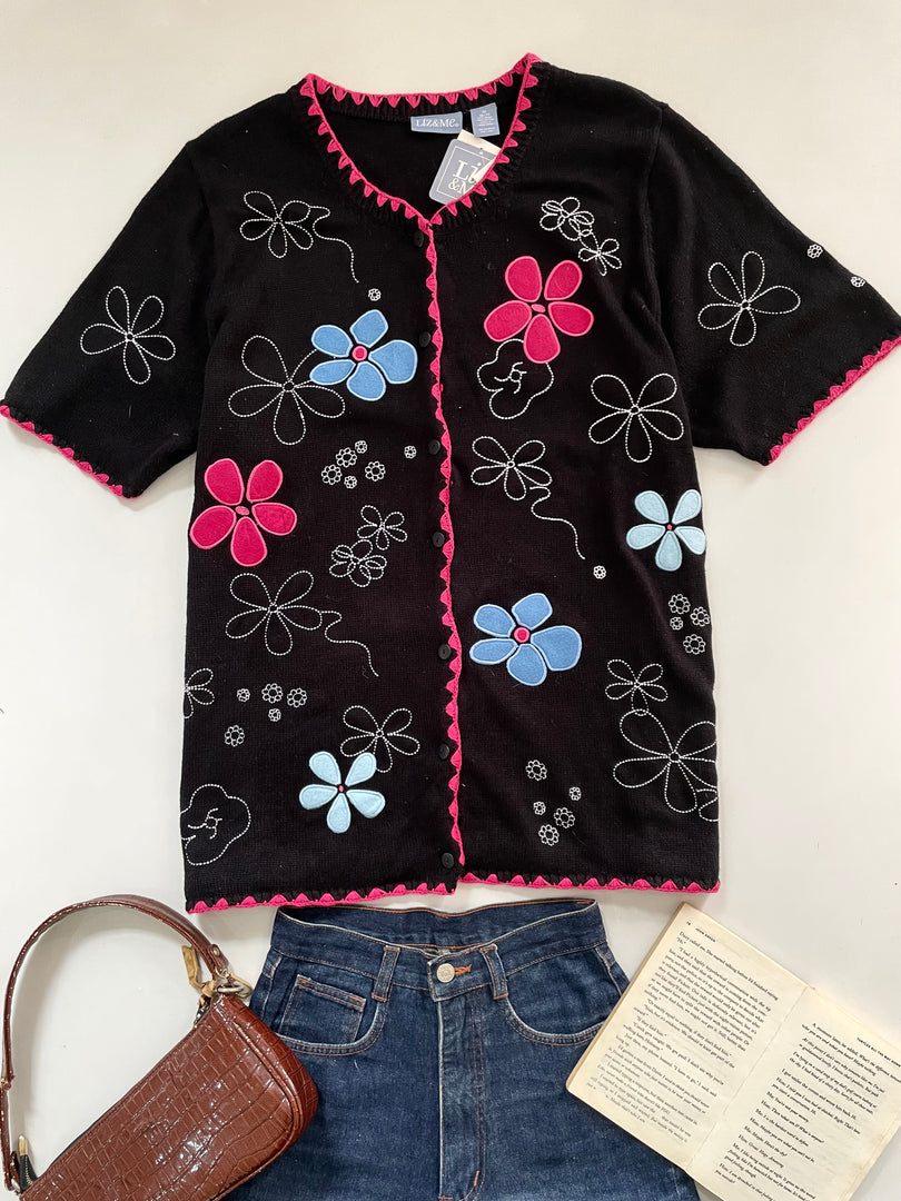 New Tagged Liz & Me Embroidered Sweater Vest-Bust 50