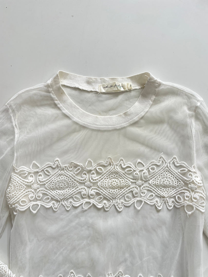 WHITE LACE SHEER TOP - BUST 38