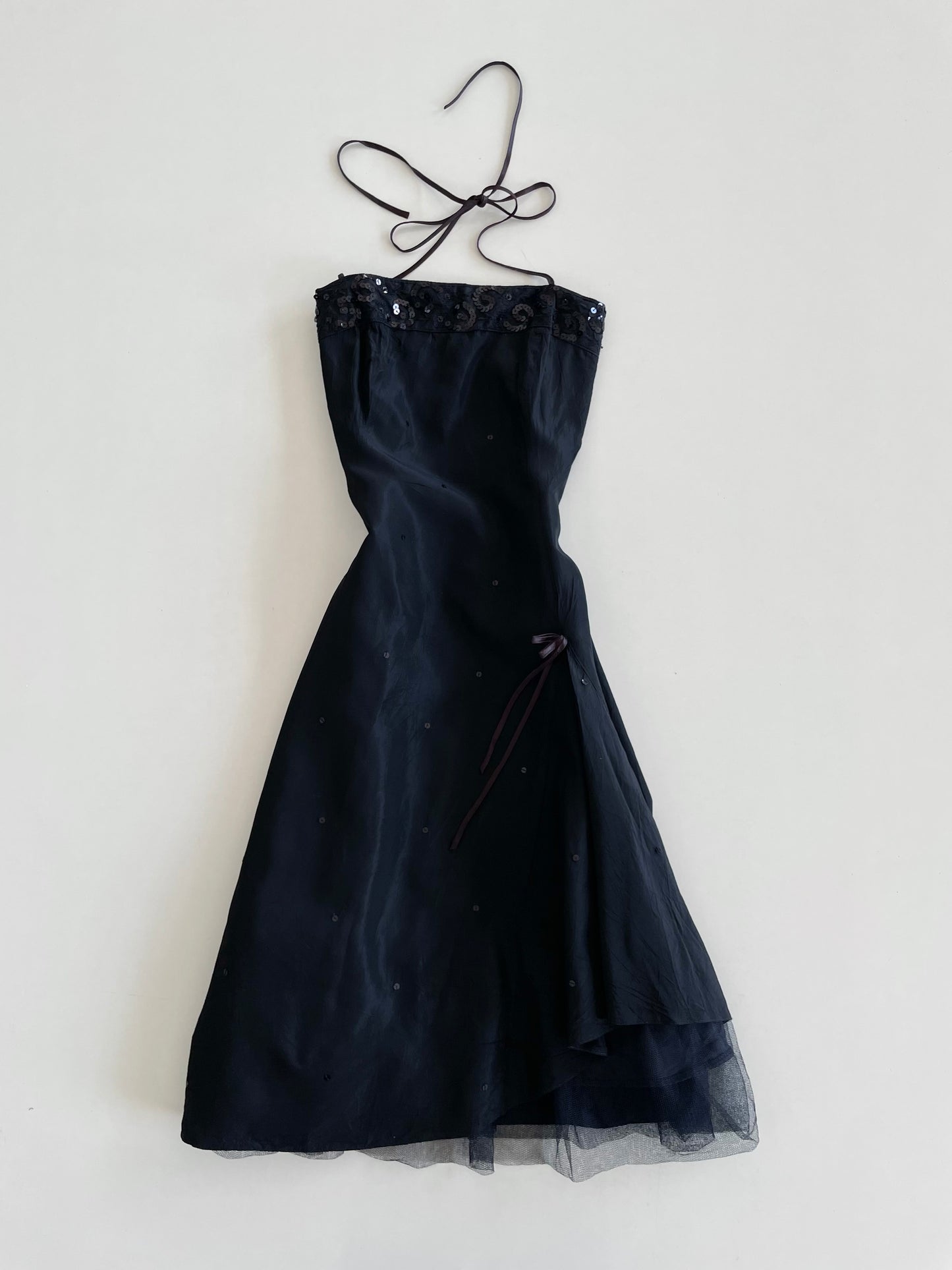 Sixth Sense Vintage Halter Neck Sequin Dress-Bust 32