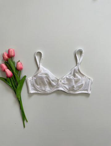 WHITE SUPER SOFT MESH BRALETTE - BUST 30 to 34