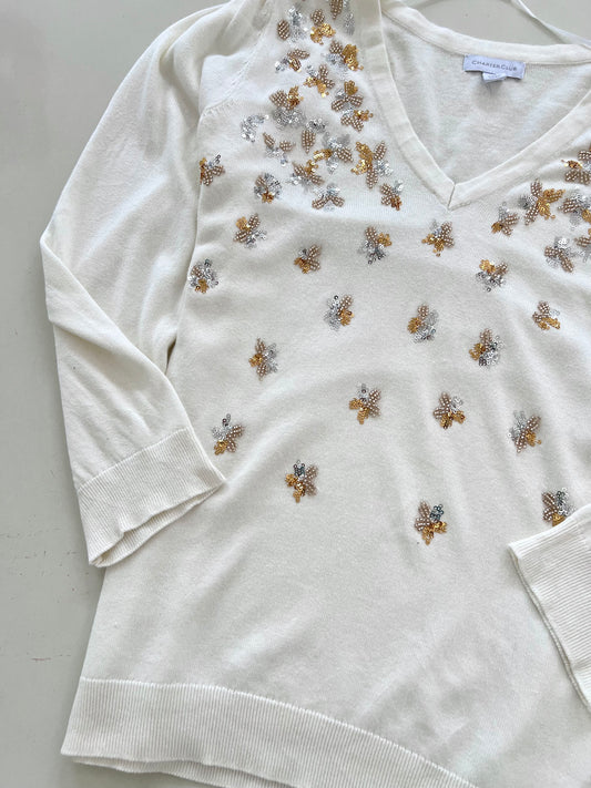 Charter Club Hand Embroidered Sweater-Bust 46