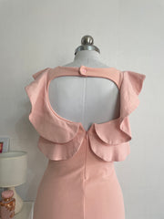 ONLY & U PEACH RUFFLE CUTOUT DRESS - BUST 28 TO 32